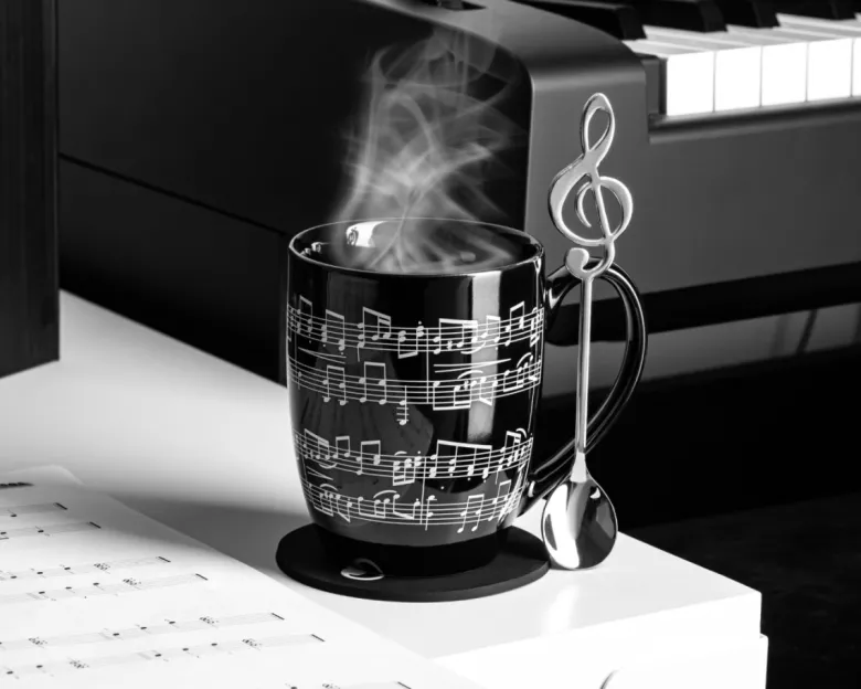 Zestaw Prezent dla Muzyka Mamy Taty Żony Męża Córki Syna - Kubek + Podkładka + Łyżeczka