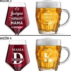 Zestaw prezent dla Rodziców na Święta z grawerem - kieliszek + kufel