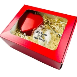 Zestaw Prezent na Walentynki dla Żony Niej Dziewczyny - Szklanka Serce + Miś + Łyżeczka