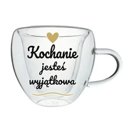 Zestaw Prezent na Walentynki dla Żony Niej Dziewczyny - Szklanka Serce + Miś + Łyżeczka
