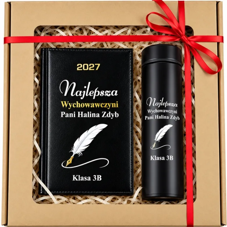 Zestaw Prezentowy dla Nauczyciela Wychowawcy Kalendarz + Kubek Termiczny - Prezent na Dzień Nauczyciela