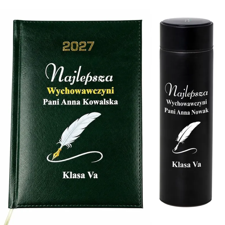 Zestaw Prezentowy dla Nauczyciela Kalendarz + Kubek Termiczny - Prezent na Dzień Nauczyciela dla Wychowawcy