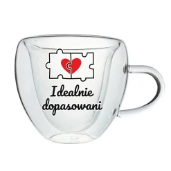 Zestaw 2x Szklanka Termiczna Serce - Prezent na Ślub Walentynki dla Niej Niego Żony Męża Dziewczyny Chłopaka Młodej Pary