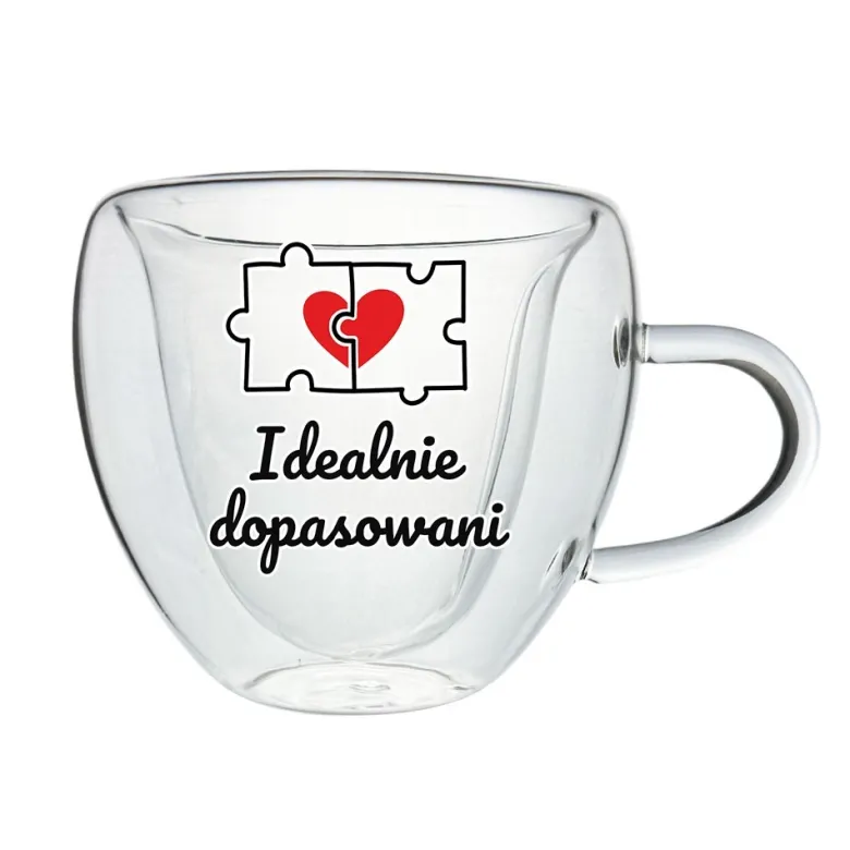 Zestaw 2x Szklanka Termiczna Serce - Prezent na Ślub Walentynki dla Niej Niego Żony Męża Dziewczyny Chłopaka Młodej Pary